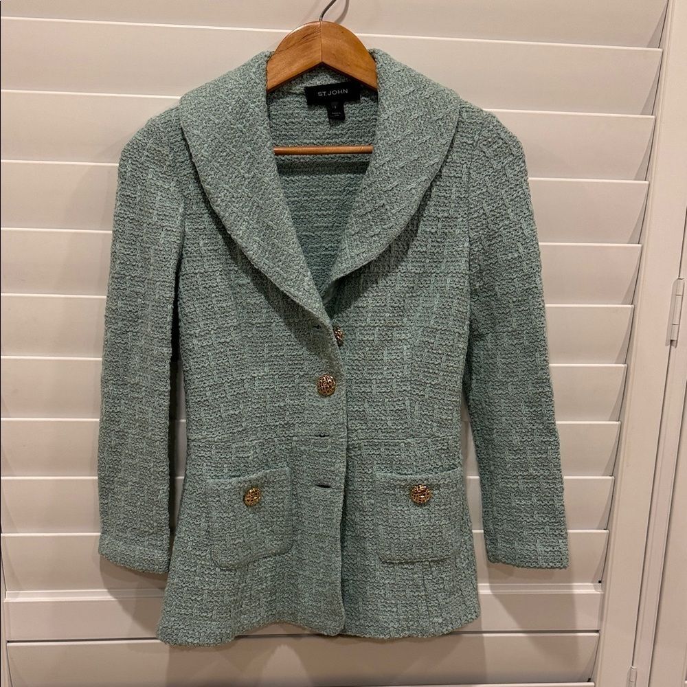 St. John Mint Textured Blazer Size 2